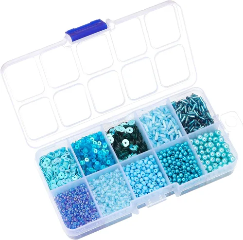 Miniatura 16 de Cuentas surtidas para la fabricación de joyas, cuentas de tubo de cristal para corneta, lentejuelas sueltas, varios tamaños para manualidades