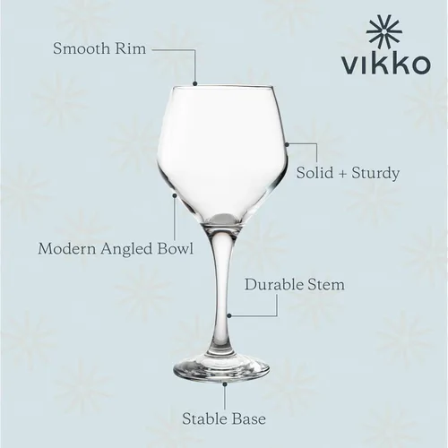Vikko Copas de agua con tallo de 15.25 onzas, hermosos vasos para entretenimiento, aptos para lavavajillas, copas de vidrio para agua, jugo,