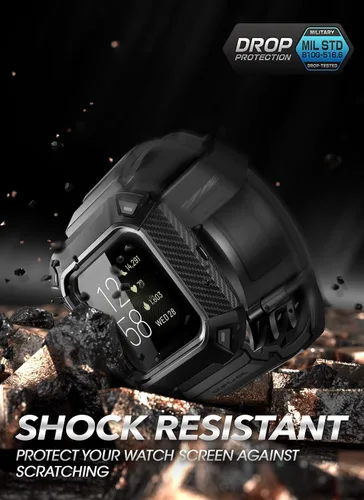 Miniatura 5 de Correa Supcase Unicorn Beetle Pro de repuesto para reloj Fitbit Versa 2, banda protectora para caja de reloj, Negro, SUP-Fitbit-Versa2-UBPro-Black