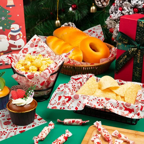 Miniatura 5 de 100 piezas de hojas de papel encerado de Navidad para alimentos, papel para envolver sándwiches, envoltorios para delicatessen, forros impermeables