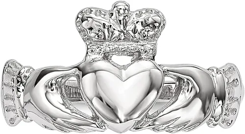 Miniatura 4 de Anillo Claddagh de oro blanco de 14 quilates, joyería fina celta para mujer, regalos para ella, Oro blanco de 14k, oro, blanco