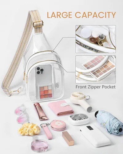 Miniatura 4 de HULISEN Bolso bandolera transparente para eventos de estadio, bolso transparente para mujeres, bolso cruzado aprobado por estadios para fanáticos