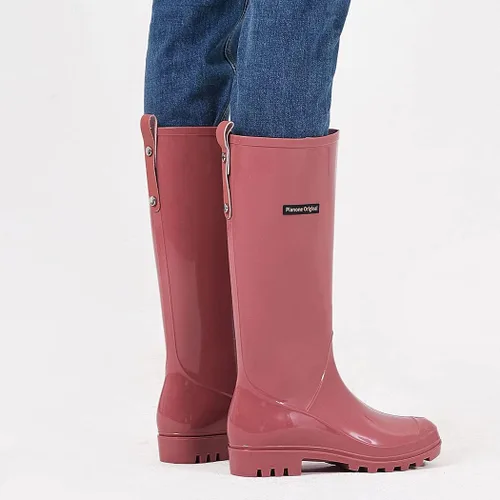 Miniatura 5 de planone Botas de lluvia altas de moda para mujer, impermeables, botas ligeras para jardín al aire libre, botas de lodo para damas, zapatos