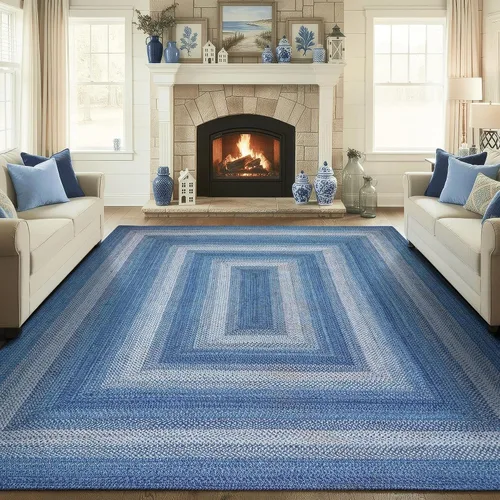 Miniatura 109 de Homespice Alfombras de Área Ovaladas Trenzadas de Yute Denim Azul de 8x10 pies para Sala de Estar, Dormitorio y Comedor. Apto para Mascotas. Estilos