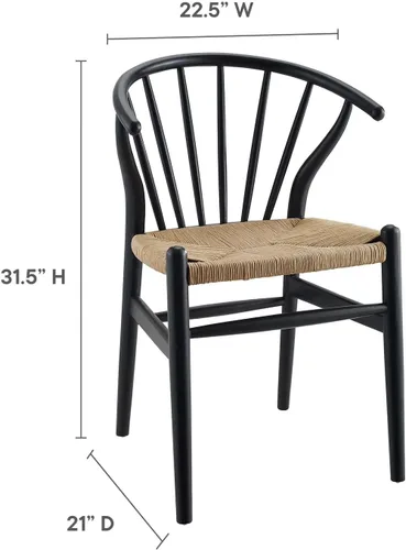 Miniatura 3 de Modway Flourish Mid-Century - Silla de comedor de madera rústica moderna en color negro