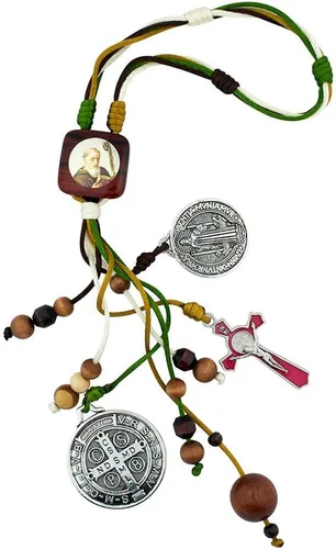 Miniatura 6 de Adorno de bendición para el hogar de San Benito de 12 pulgadas, 3 colores, se adapta a la manija de tu puerta o se puede colgar en un gancho, Negro