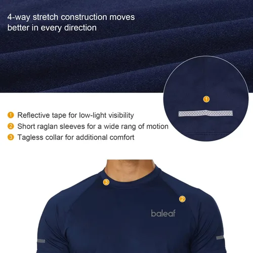 Miniatura 3 de baleaf Camisetas deportivas de manga corta para hombre de secado rápido
