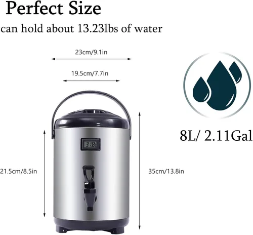 Miniatura 3 de Dispensador de bebidas aislado de acero inoxidable, dispensador térmico aislado de bebidas frías y calientes con grifo para té caliente, café, leche