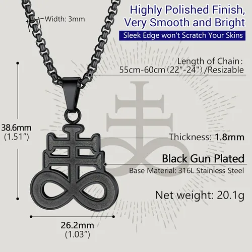 Miniatura 86 de PROSTEEL Satanic Jewelry Upside Down Cross Necklace for Men Women, 316L Stainless Steel/925 Sterling Silver Inverted Cross/Leviathan Cross Pendant