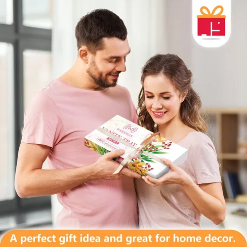 Miniatura 5 de Weenson Bandejas de tocador de baño para encimera, artículos de tocador, decoración de velas, perfumes, bandeja de cocina para dispensador de jabón