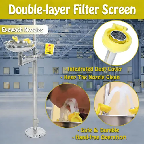 Miniatura 3 de lukar Estación de ducha de emergencia para lavado de ojos, estación de ducha de lavado de ojos de acero inoxidable 304, estación de ducha combinada
