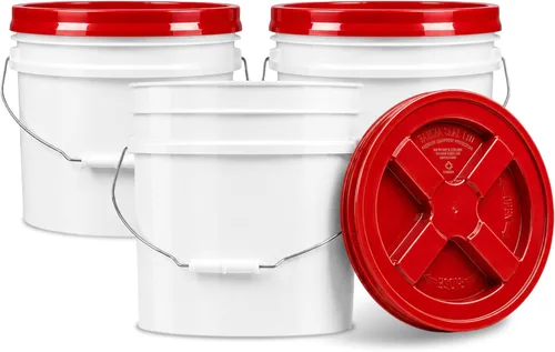 Miniatura 14 de ePackageSupply Cubo de 3.5 galones con tapa, cubo de grado alimenticio con tapa hermética de rosca con sello gamma hermético, plástico de Rojo