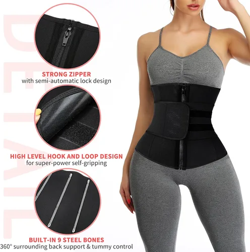 Miniatura 2 de KIWI RATA Entrenador de Cintura de Neopreno para Sauna Corsé Cinturón de Sudor para Mujeres Banda Ceñidora de Compresión para Entrenamiento Fitness