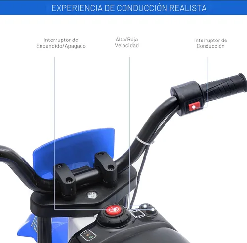 Miniatura 4 de Aosom Motocicleta para niños de 12V con neumáticos con banda de rodadura, bicicleta eléctrica de velocidad máxima de 5 mph para niños, motocicleta