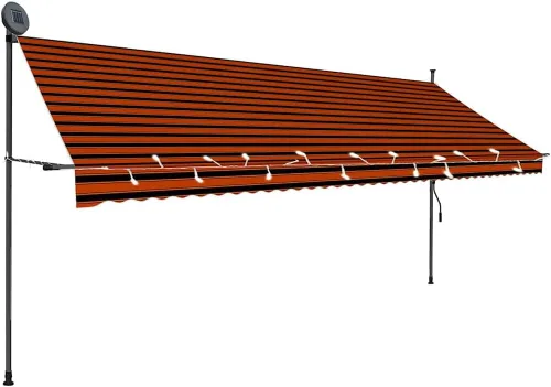 Miniatura 14 de vidaXL Toldo retráctil manual con luces LED, 59.1" - Amarillo y azul
