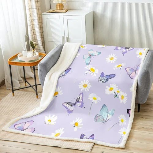 Miniatura 22 de Manfei Manta de margaritas, manta de flores amarillas y blancas para sofá, manta de cama de jardín botánico para niños y niñas, decoración