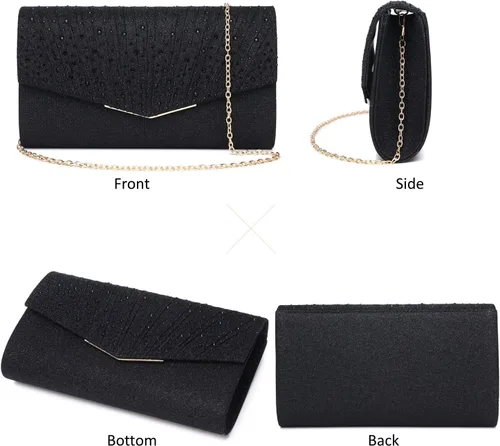 Miniatura 3 de Bolsos de noche para mujer, con lentejuelas y purpurina para mujer, bolso de mano brillante, bolso formal para boda, fiesta, baile de graduación