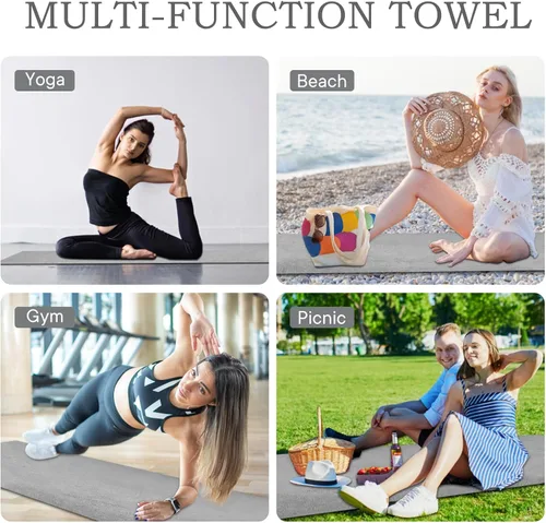 Miniatura 5 de Toallas de yoga, toalla antideslizante para esterilla de yoga caliente con puntos de agarre, manta de yoga de microfibra suave súper absorbente