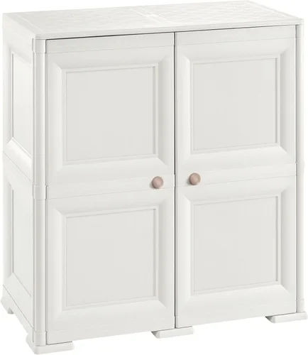 CleverMade Omnimodus - Armario de almacenamiento de plástico con puertas; armario ligero con 1 estante para organización; fácil montaje, color crema