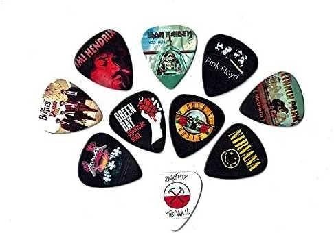 Púas para guitarra de bandas míticas (10 púas medianas en un paquete) (Para amantes de la música)… (Grosor medio (0.71 mm))