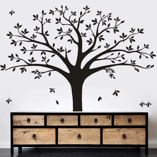 Miniatura 3 de Vinilo decorativo para pared de árbol de fotos de familia gigante, arte mural, decoración de pared para sala de estar, habitación de bebé (negro)