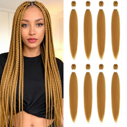 Miniatura 62 de 8 paquetes de extensiones preestiradas - 16 pulgadas de cabello trenzado premium, 55G/paquete, sin picazón, fijación en agua caliente, textura Perm