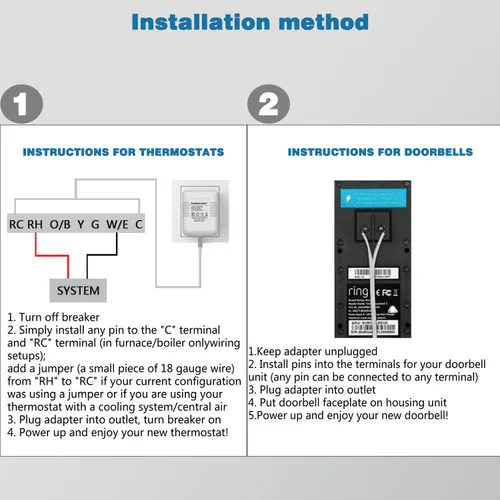 Miniatura 4 de LIANSUM Adaptador de cable transformador C de 24 V para termostato y todas las versiones de timbre de timbre, compatible con Nest 1st/2nd, Ecobee