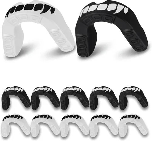 Miniatura 10 de Yungyan 10 protectores bucales para deportes con la bandera estadounidense, protectores bucales impresos de fútbol a granel para jóvenes, dientes