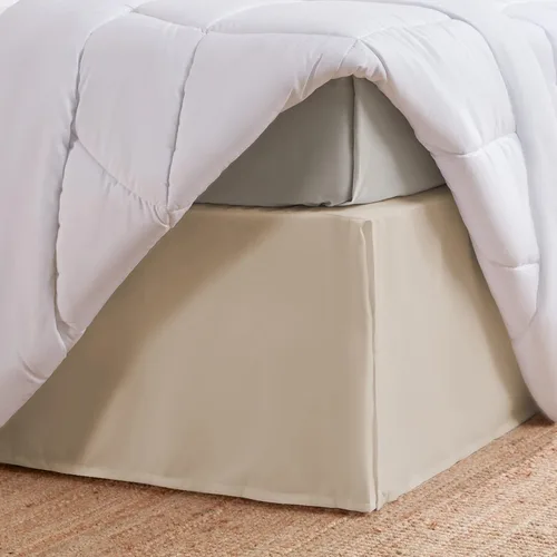 Miniatura 4 de SLEEP ZONE - Faldas plisadas de cama tamaño completo, con caída a medida de 15 pulgadas, de fácil ajuste, antiestáticas, resistentes a la Beige