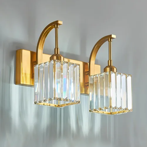 Miniatura 53 de Luces de tocador de cristal de 3 luces negras para tocador de baño, modernas lámparas de baño de cristal sobre espejo de 23.62 pulgadas de largo