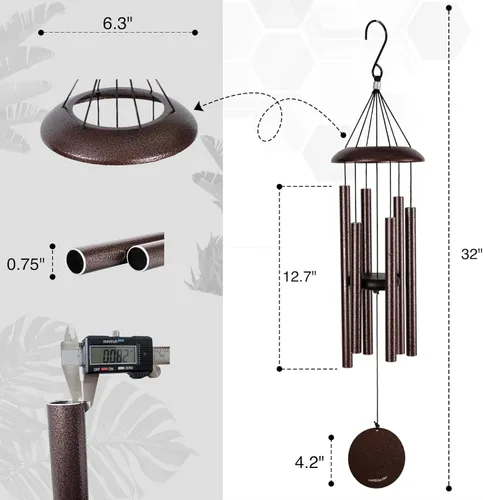 Miniatura 2 de Vanquer Campanillas de viento para tono profundo exterior, campanillas de viento de 32 pulgadas para exteriores, tono profundo, campanillas