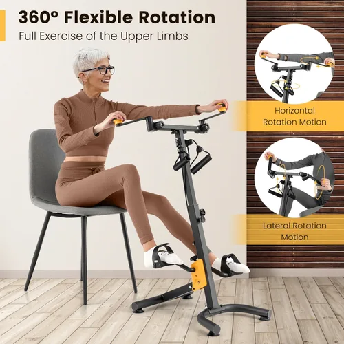 Miniatura 2 de Goplus Ejercitador de pedal plegable para personas mayores, mano, brazo, pierna, rodilla, terapia física, bicicleta de ejercicio con altura