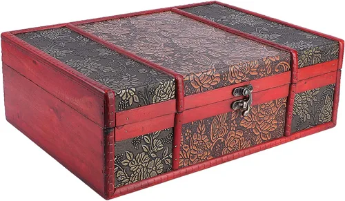 Cabilock Caja de almacenamiento de libros de escritorio vintage de 12.59 x 9.25 x 4.52 pulgadas, grande, decorativa, de madera, organizador de