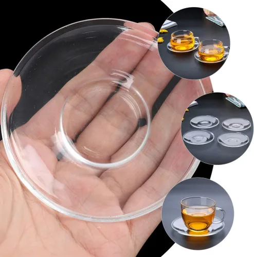 Miniatura 6 de Housoutil Plato de té de vidrio Platos de café Platillos de placa de vidrio transparente: 2 piezas de soporte de bolsa de té Decoración de mesa