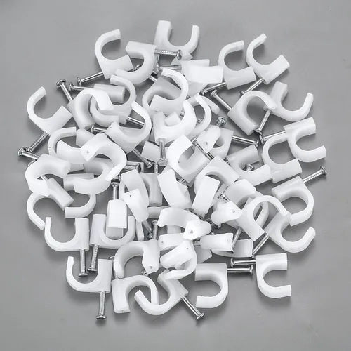 Miniatura 6 de 700 clips de cable con clavos de acero, clips de gestión de cables de cable, cable Ethernet blanco/cable coaxial/soporte de cable de cable, clips