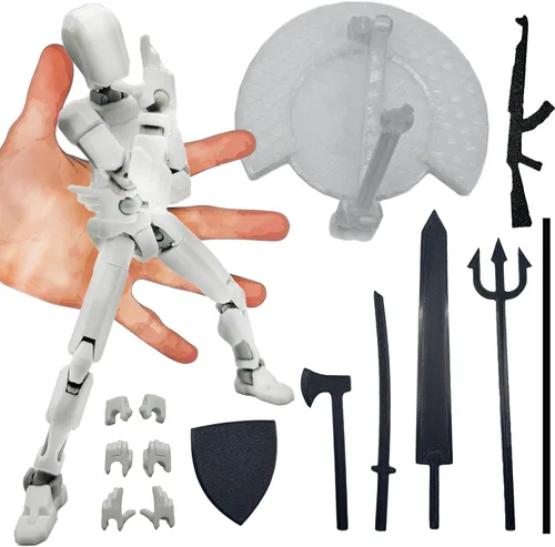 Miniatura 18 de Figura de Acción Dummy20 Impresa en 3D de Tamaño Corporal Ampliado de 8.1 pulgadas, Juguete Mecánico Móvil de Cuerpo Completo, Múltiples Accesorios