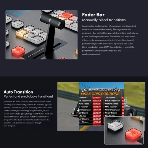 Miniatura 5 de Blackmagic Design ATEM Micro Panel de conmutación de transmisión en vivo con diseño intuitivo, control eficiente, 50 botones retroiluminados LED