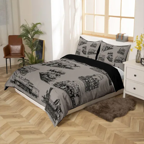 Miniatura 49 de Feelyou Race Car Duvet Cover Twin Size Boys Girls Speed Sports Car Bedding Set Breathable Soft Racing Comforter Cover 2Pcs Black White Checked