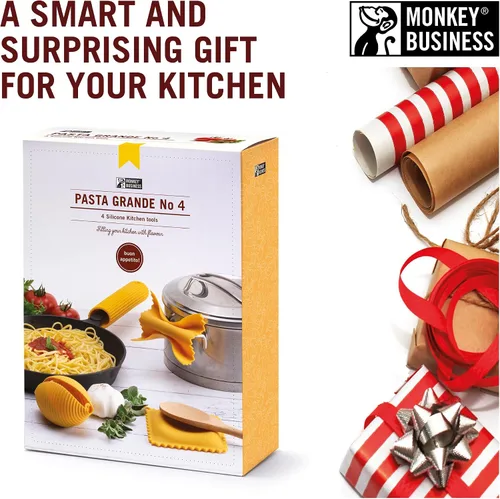 Miniatura 7 de Monkey Business Herramientas de cocina de silicona en caja de regalo/ 4 grandes accesorios de cocina con forma de pasta/ Agarres para ollas Pasta