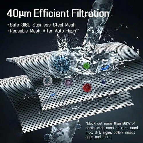 Miniatura 5 de Filtros de sedimentos giratorios automáticos de 40 micrones, descarga y drenaje automático de pantalla táctil, cabezal giratorio de 360°, filtro