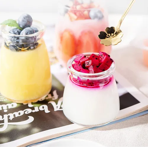 Miniatura 2 de Mini frasco de vidrio de 5.3 oz / 7 oz con tapa para pudín, yogur, caviar, hierbas, gelatina, mermeladas, miel, especias - Apto para lavavajillas