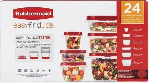 Miniatura 4 de Rubbermaid Juego de recipientes de almacenamiento de alimentos surtidos - Caja de: 1; Cantidad de cada paquete: 24; Cantidad total de artículos: 24