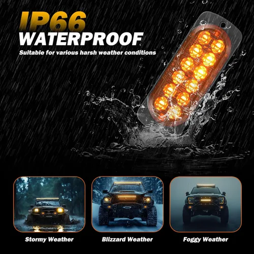 Miniatura 6 de Paquete de 2 luces LED ámbar de aluminio para remolque, señal de giro, freno de estacionamiento, luces de montaje en superficie impermeables
