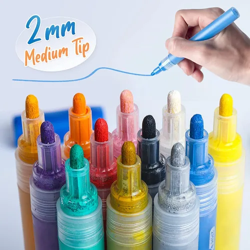 Miniatura 2 de JR.WHITE 36 rotuladores de pintura acrílica para pintura en roca, lienzo, madera, vidrio, tela, metal, plástico, marcadores de pintura para niños
