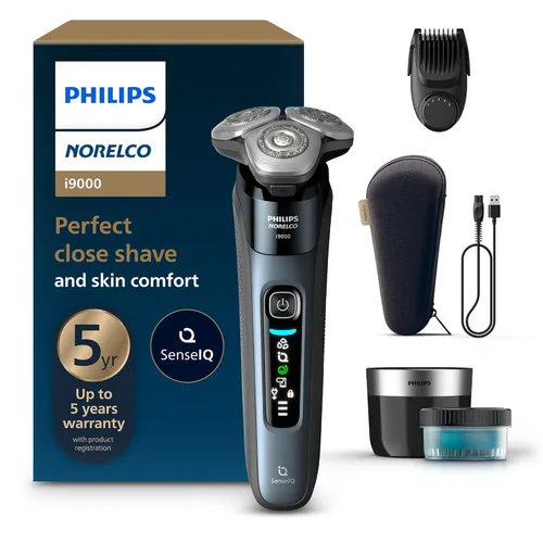 Miniatura 9 de Philips Norelco Shaver i9000 Prestige, afeitadora eléctrica húmeda y seca, Mystic Aqua, tecnología SenseIQ, sistema Triple Lift & Cut, cuchillas
