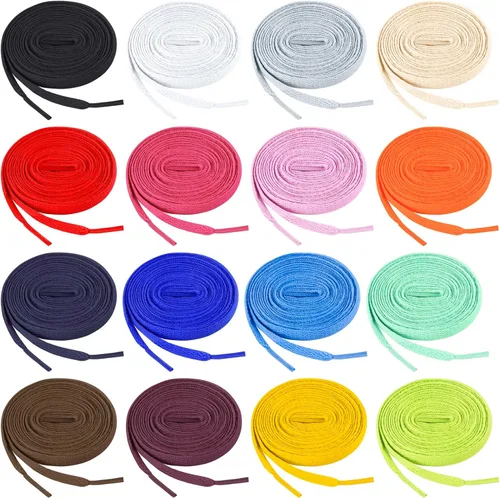Auihiay 16 pares de cordones de color plano de 31 pulgadas, 40 pulgadas, 45 pulgadas, 54 pulgadas, cordones de zapatos para tenis, zapatos de
