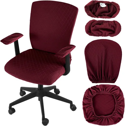 Miniatura 13 de Tallew Juego de 4 fundas para sillas de oficina, fundas protectoras universales para sillas de computadora, fundas elásticas para reposabrazos