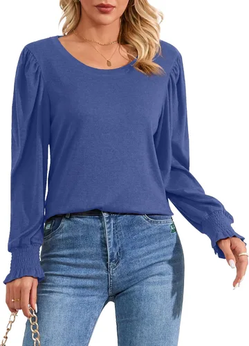 Miniatura 3 de NILOUFO Camisas de manga larga para mujer, blusas casuales de moda, blusas elegantes y modernas