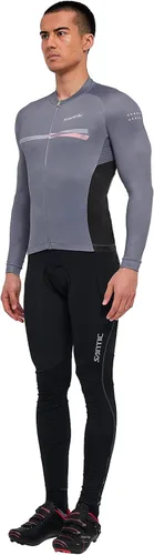 Miniatura 76 de Santic - Camiseta de ciclismo para hombre, manga larga, reflejante, cremallera completa, con bolsillos
