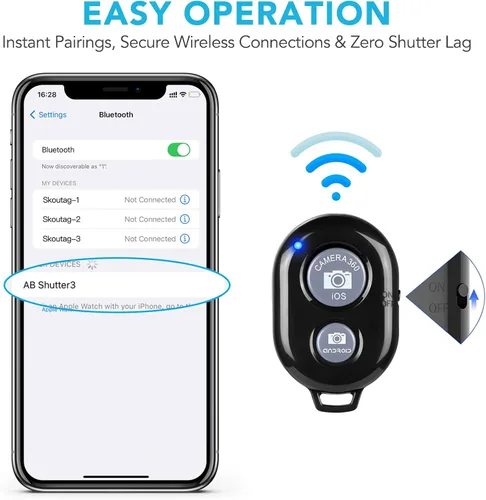 Miniatura 6 de Paquete de 2 unidades de control remoto inalámbrico para cámaras - Control remoto inalámbrico para teléfonos iPhone y Android, iPad, iPod, tableta
